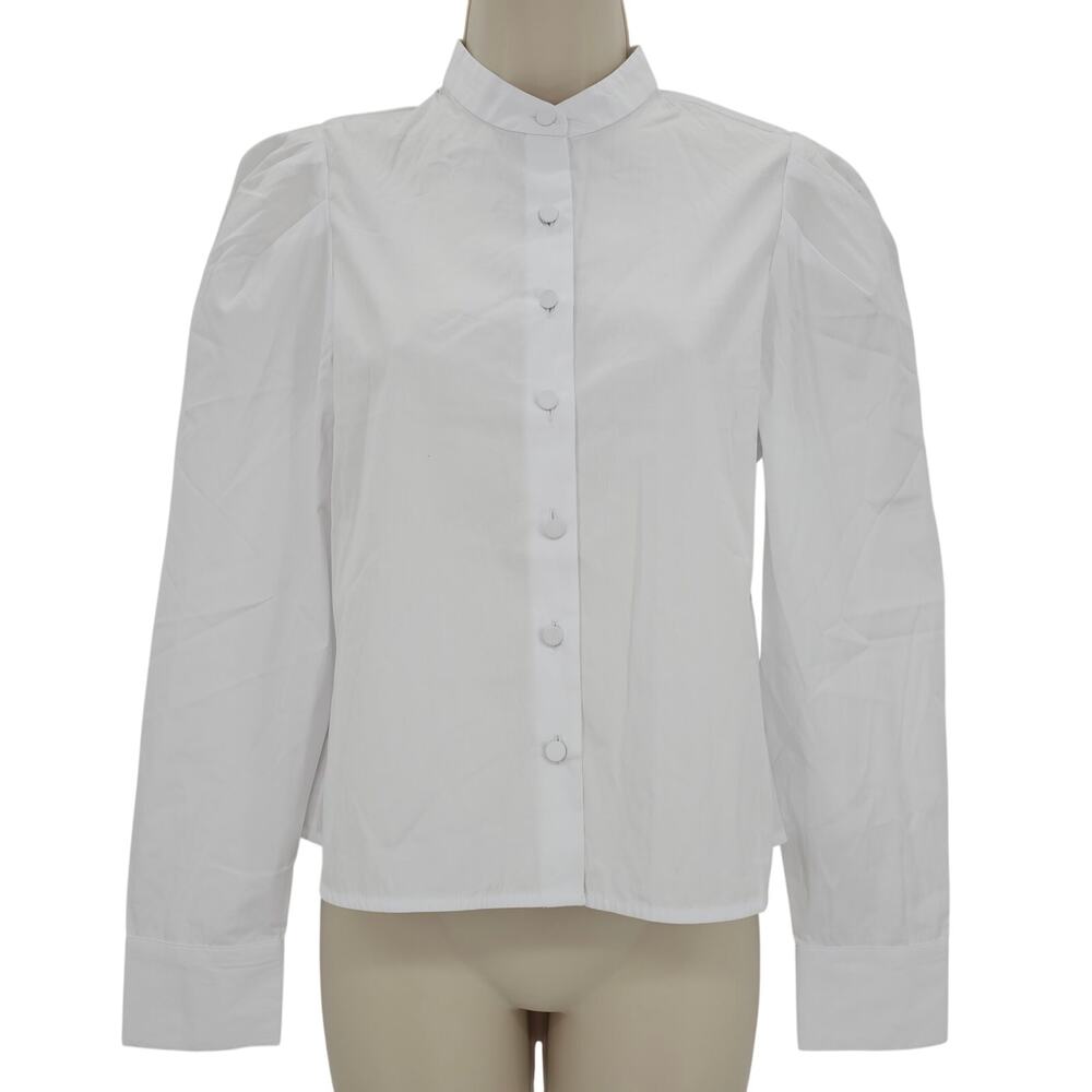 Madewell Womans size XS Cropped Puff Long Sleeve Button Up Shirt White NW627 NEW